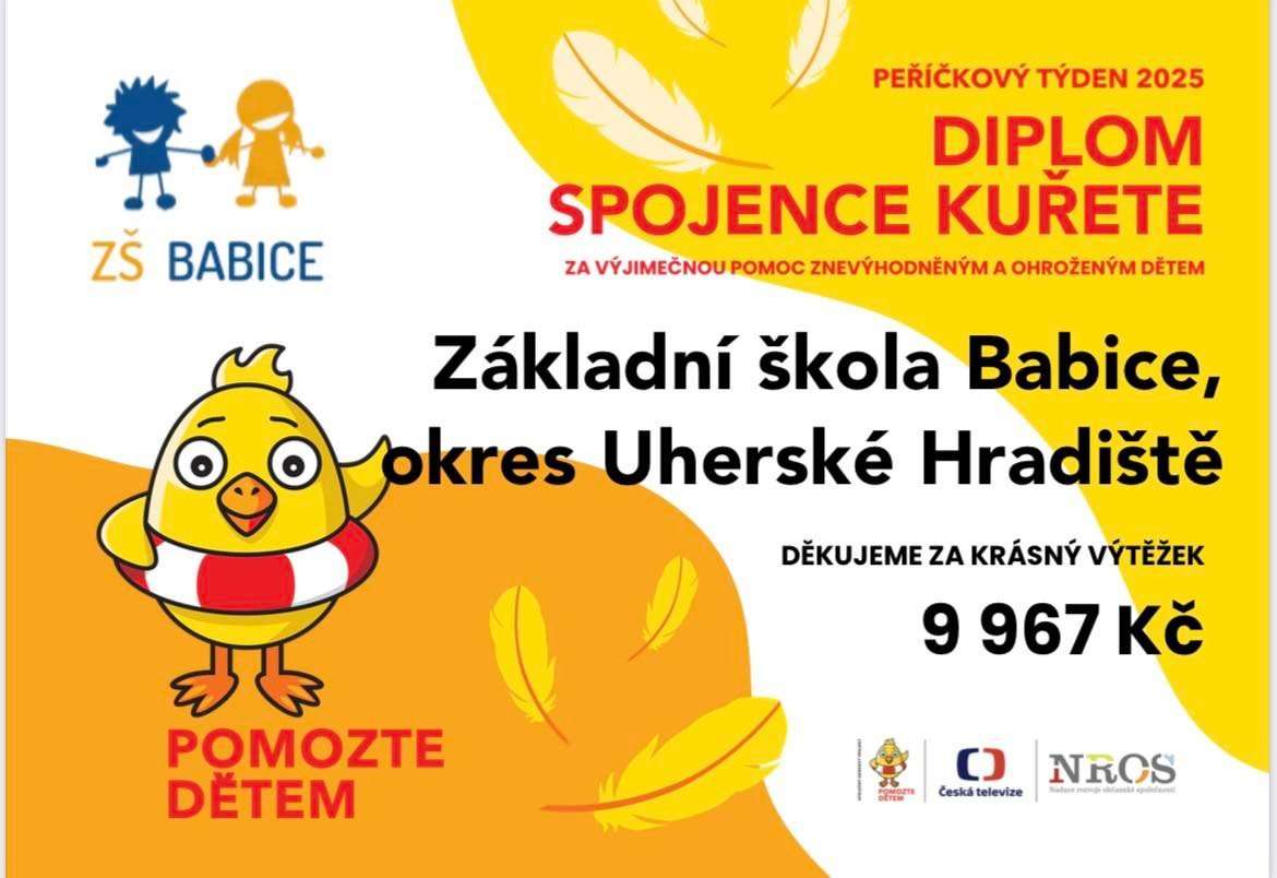 Peříčkový den - výtěžek